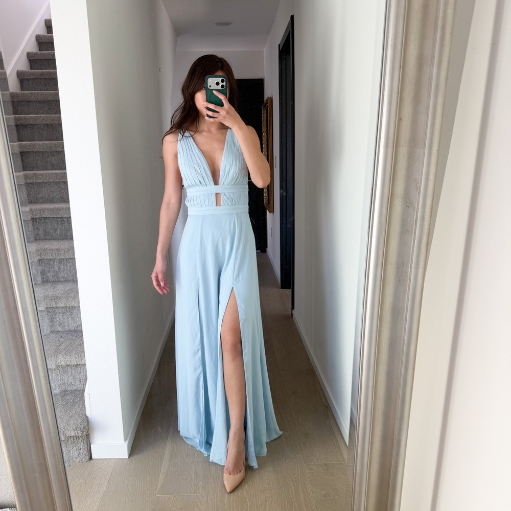 Fame & Partners Maxi Formal Baby Blue Coquette Fairycore Boho Dress 0